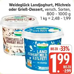 Marktkauf Weideglück Landjoghurt, Milchreis oder Grieẞ-Dessert Angebot