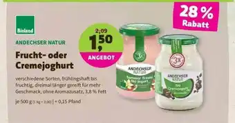 Denns BioMarkt Andechser Natur Frucht- Oder Cremejoghurt Bioland Angebot