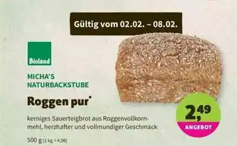 Denns BioMarkt Micha's Naturbackstube Roggen Pur Bioland Angebot