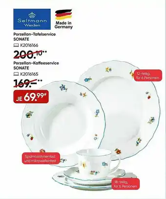 Galeria Seltmann Porzellan-tafelservice Sonate Angebot