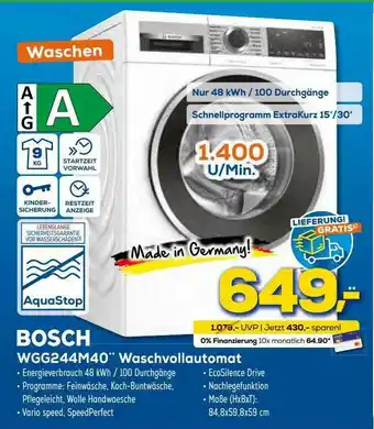 Euronics XXL Bosch Wgg244m40 Waschvollautomat Angebot