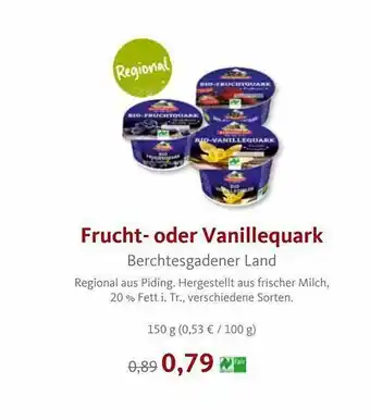 VollCorner Biomarkt Frucht- Oder Vanillequark Berchtesgadener Land Angebot