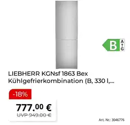 MediaMarkt Liebherr kühlgefrierkombination kgnsf 1863 bex Angebot