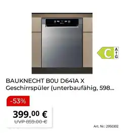 MediaMarkt Bauknecht geschirrspüler bou d641a x Angebot