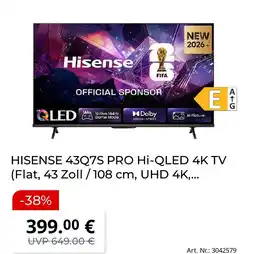MediaMarkt Hisense 43q7s pro hi-qled 4k tv Angebot