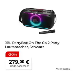 MediaMarkt Jbl partybox on the go 2 party lautsprecher Angebot