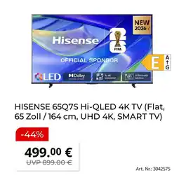 MediaMarkt Hisense 65q7s hi-qled 4k tv Angebot