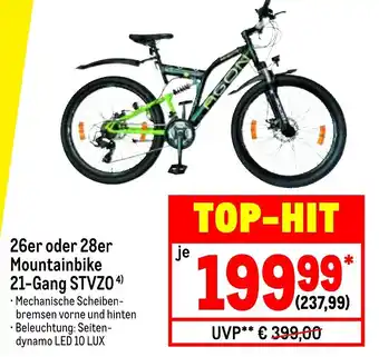 METRO 26er oder 28er Mountainbike 21-Gang STVZ0 Angebot