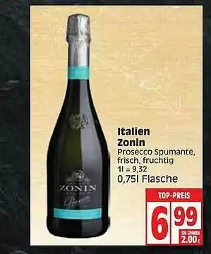 Edeka Italien Zonin Prosecco Spumante Frisch Fruchtig Angebot