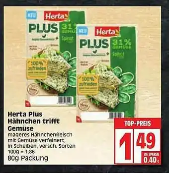 Edeka Herta Plus Hähnchen Trifft Gemüse Angebot