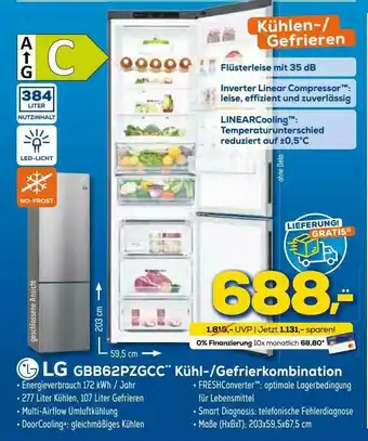 Euronics XXL Lg Gbb62pzgcc Kühl Gefrierkombination Angebot