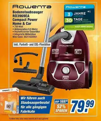 expert Octomedia Rowenta Bodenstaubsauger R03969ea Compact Power Home & Car Angebot