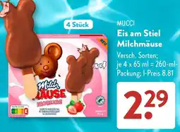Aldi Süd MUCCI Eis am Stiel Milchmäuse Angebot