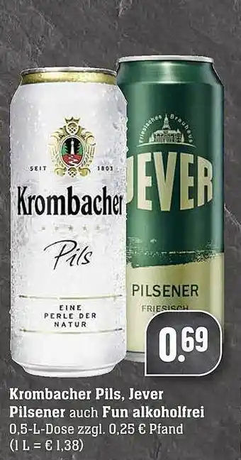 Scheck-in-Center Krombacher Pils, Jever Pilsener Angebot