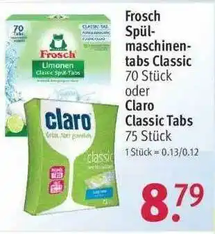 Rossmann Frosch Spülmaschinentabs Classic Oder Claro Classic Tabs Angebot