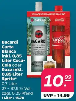 Netto Bacardi Carta Blanca inkl. 0,85 Liter Coca-Cola oder Razz inkl. 0,85 Liter Sprite Angebot