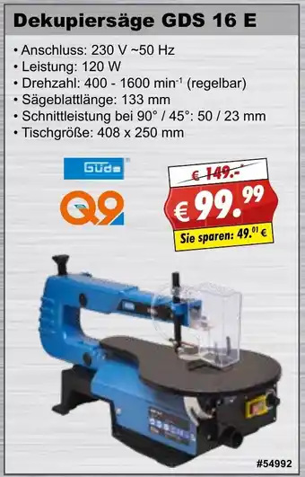 Stabilo Fachmarkt Güde Dekupiersäge GDS 16 E Angebot