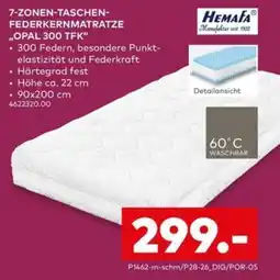 porta HEMAFA 7-ZONEN-TASCHEN-FEDERKERNMATRATZE "OPAL 300 TFK" Angebot