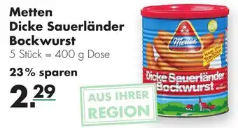 Handelshof Metten Dicke Sauerländer Bockwurst 400g Dose Angebot