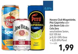 CITTI Markt Havana Club Mixgetränke, Pitú Caipirinha oder Jim Beam Cola oder Cola Zero Angebot