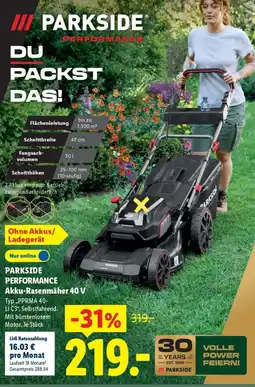 Lidl PARKSIDE PERFORMANCE Akku-Rasenmäher 40 V Angebot