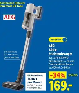 Lidl AEG Akku-Stielstaubsauger Angebot