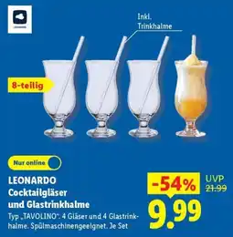 Lidl LEONARDO Cocktailgläser und Glastrinkhalme Angebot