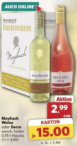 Combi Maybach Weine oder Secco Angebot