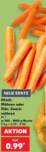 Kaufland Dtsch. Möhren oder Dän. Snackmöhren Angebot