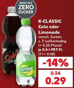 Kaufland K-CLASSIC Cola oder Limonade Angebot