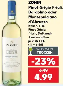Kaufland ZONIN Pinot Grigio Friuli, Bardolino oder Montepulciano d'Abruzzo Angebot