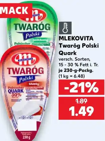 Kaufland MLEKOVITA Twaróg Polski Quark Angebot