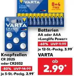 Kaufland VARTA Batterien AA oder AAA Angebot