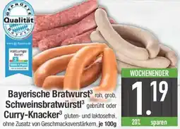 E-Center Bayerische Bratwurst, Schweinsbratwürstloder Curry-Knacker Angebot