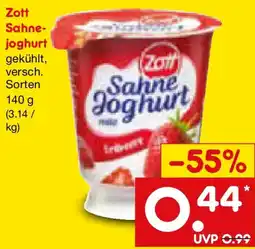 Netto Marken-Discount Zott Sahnejoghurt Angebot