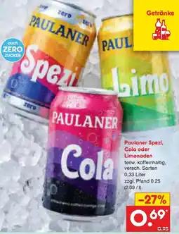 Netto Marken-Discount Paulaner Spezi, Cola oder Limonaden Angebot