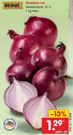 Netto Marken-Discount HEIMAT Zwiebeln rot Angebot