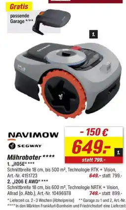 toom Baumarkt NAVIMOW Mähroboter Angebot