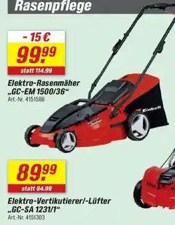 toom Baumarkt Elektro-Rasenmäher GC-EM 1500/36 Einhell Angebot