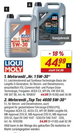 toom Baumarkt Motorenöl „Nr. 15W-30“ Angebot