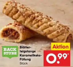 Netto Marken-Discount BACKSTUBE Blätterteigstange Karamellkeks-Füllung Angebot