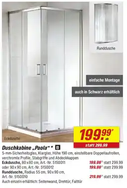 toom Baumarkt Duschkabine "Paola" Angebot