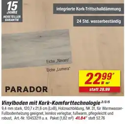 toom Baumarkt Vinylboden mit Kork-Komforttechnologie PARADOR Angebot