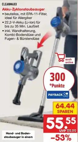Netto Marken-Discount CLEANMAXX Akku-Zyklonstaubsauger Angebot