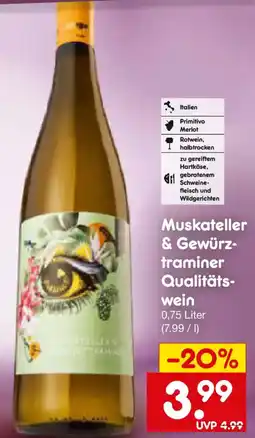Netto Marken-Discount Muskateller & Gewürztraminer Qualitätswein Angebot