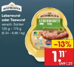 Netto Marken-Discount HOFMAIER Leberwurst Angebot