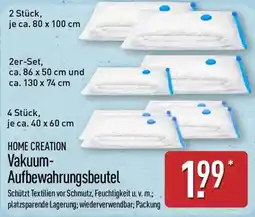 Aldi Nord HOME CREATION Vakuum-Aufbewahrungsbeutel Angebot