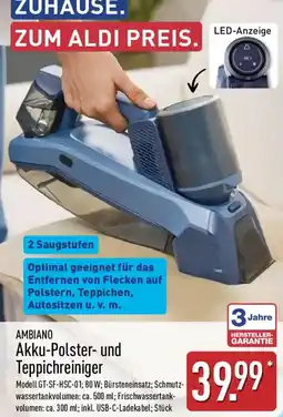 Aldi Nord AMBIANO Akku-Polster- und Teppichreiniger Angebot