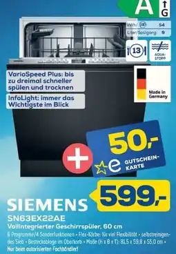 Euronics SIEMENS Vollintegrierter Geschirrspüler Angebot