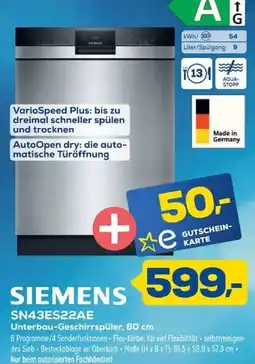Euronics SIEMENS Unterbau-Geschirrspüler Angebot